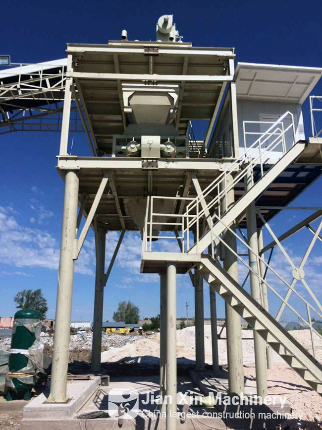 Concrete mixing plant of Zhengzhou Jianxin Machinery co. LTD at a construction site in Kazakhstan.