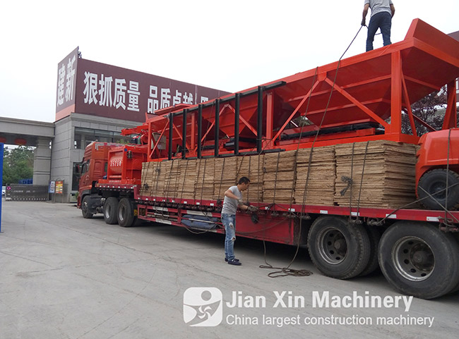 Loading finished HZS750 concrete mixing plant manufactured by zhengzhou jianxin machinery co., LTD