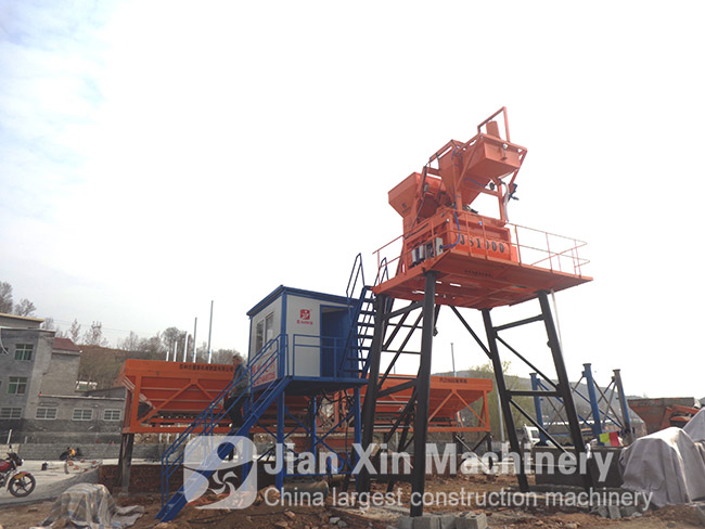 the mixing plant with 1 cubic concrete mixer produced by Zhengzhou jianxin machinery